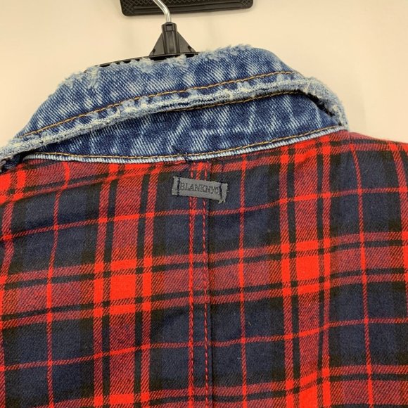 Blank NYC Reversible Jacket Plaid Denim Red Blue American Pie - Picture 8 of 16
